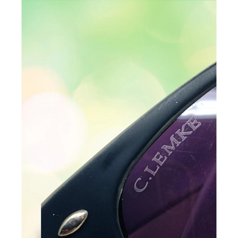 NEW Carolina Lemke Square Frame Classic Sunglasses Black/White Gray CL1002 NWT